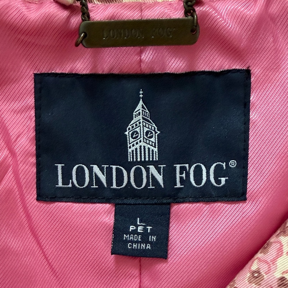 London Fog Pink Floral Double-Breasted Trench Coat, Size L Petite, EUC - Picture 2 of 8